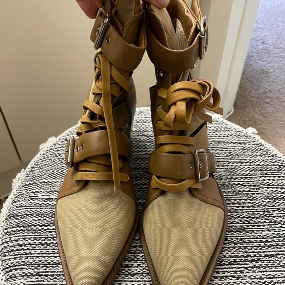 CHLOE Rylee Canvas Tan Ankle Boots - Picture 4 of 7